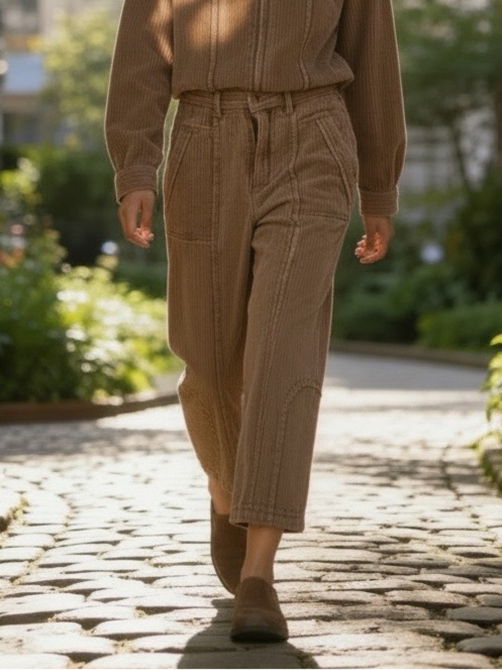 POL | Women’s Corduroy Brown Jogger Pants | S